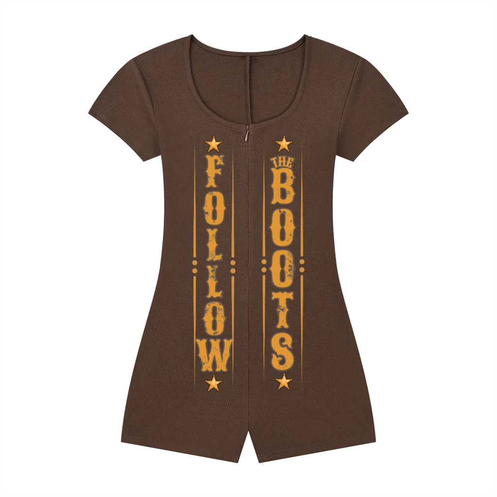 Follow the Boots (Women's Dual-Function Cape Tie-Waist Romper)