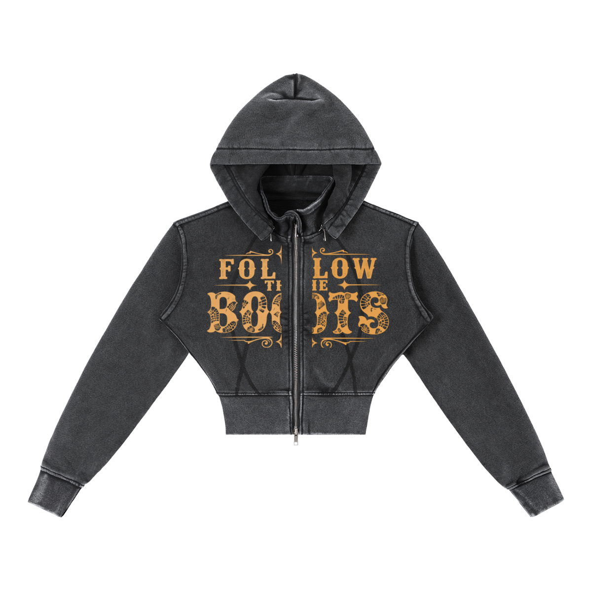 Follow the Boots (Vintage Washed Cropped Fleece Hoodie)