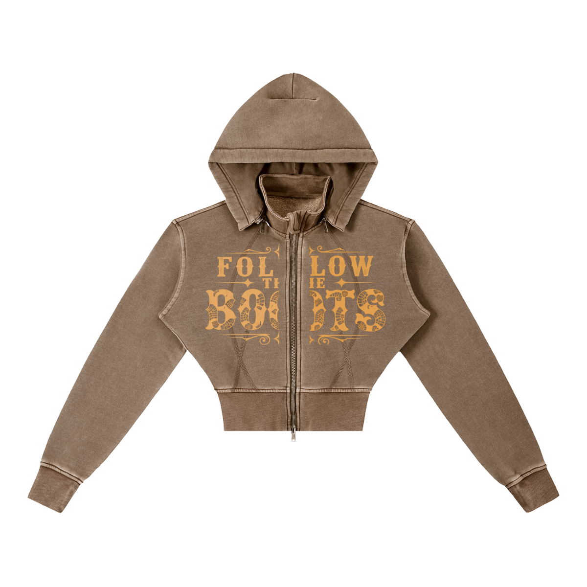 Follow the Boots (Vintage Washed Cropped Fleece Hoodie)